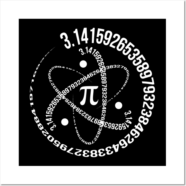 Pi Day 2024- Science Atom Black Wall Art by ARTSYVIBES111